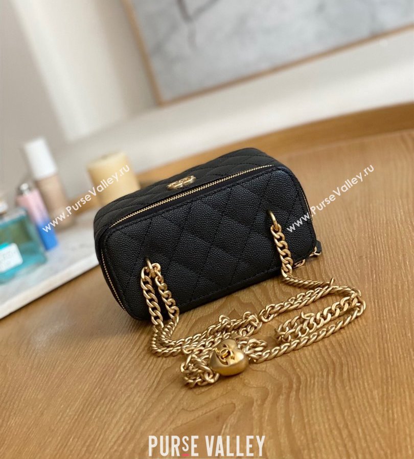 Chanel Small Sweet Heart Vanity Case Bag 81247 in Grained Calfskin Black (yingfeng-23101101)