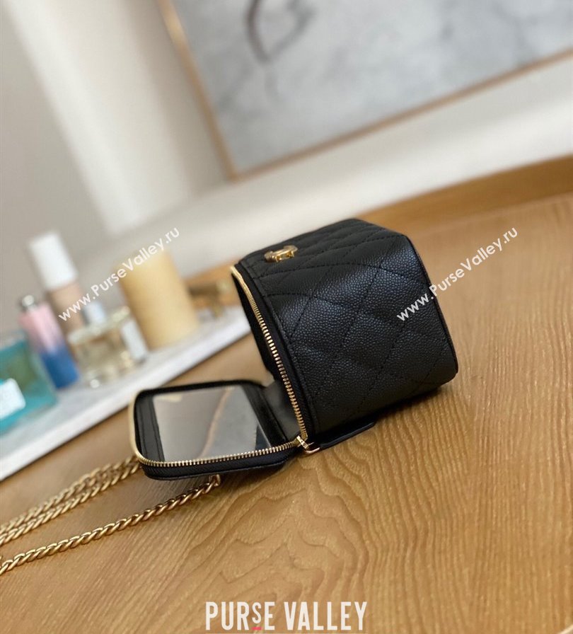 Chanel Small Sweet Heart Vanity Case Bag 81247 in Grained Calfskin Black (yingfeng-23101101)