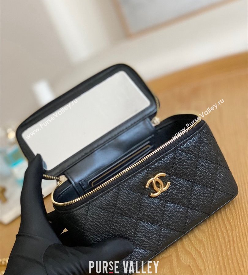 Chanel Small Sweet Heart Vanity Case Bag 81247 in Grained Calfskin Black (yingfeng-23101101)