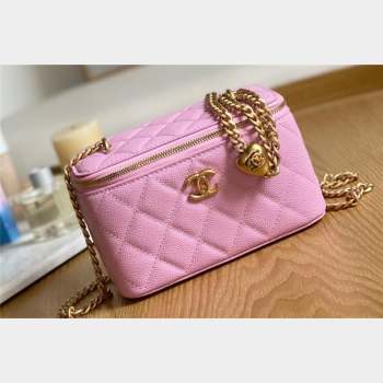 Chanel Small Sweet Heart Vanity Case Bag 81247 in Grained Calfskin Pink (yingfeng-23101103)