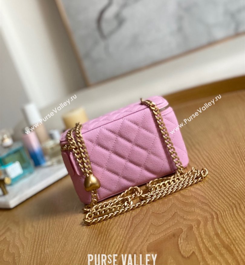 Chanel Small Sweet Heart Vanity Case Bag 81247 in Grained Calfskin Pink (yingfeng-23101103)