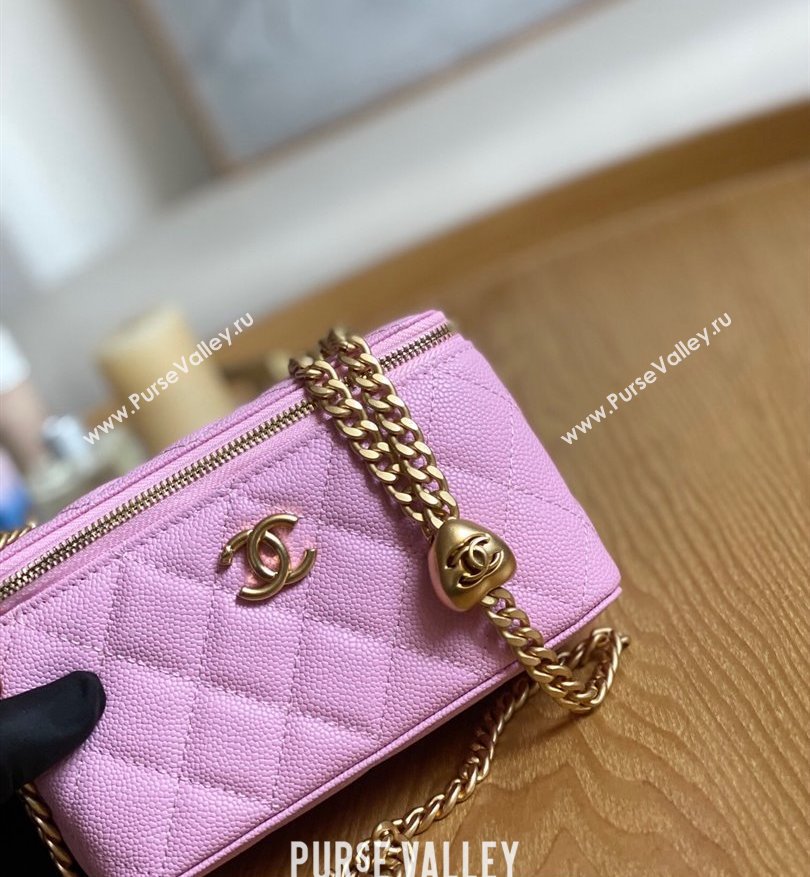 Chanel Small Sweet Heart Vanity Case Bag 81247 in Grained Calfskin Pink (yingfeng-23101103)