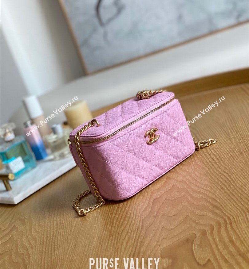 Chanel Small Sweet Heart Vanity Case Bag 81247 in Grained Calfskin Pink (yingfeng-23101103)