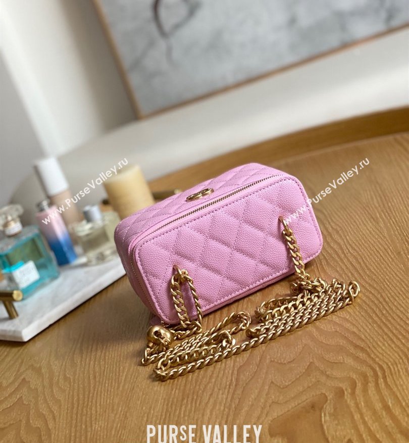 Chanel Small Sweet Heart Vanity Case Bag 81247 in Grained Calfskin Pink (yingfeng-23101103)