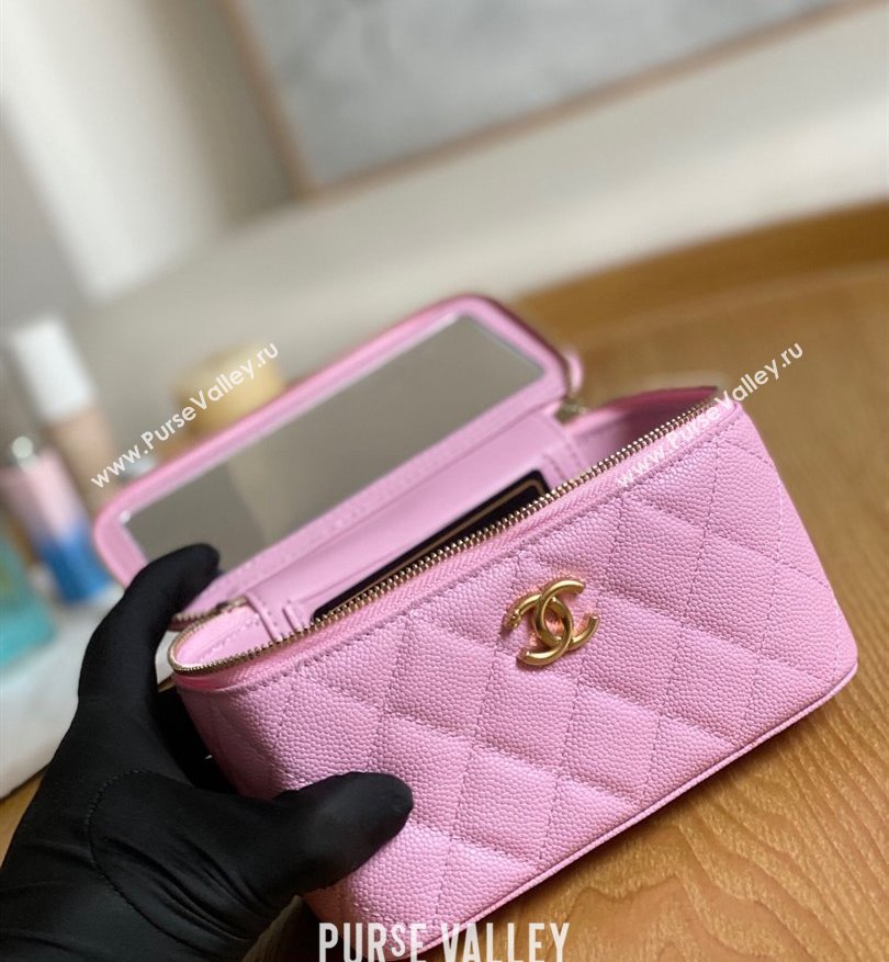 Chanel Small Sweet Heart Vanity Case Bag 81247 in Grained Calfskin Pink (yingfeng-23101103)