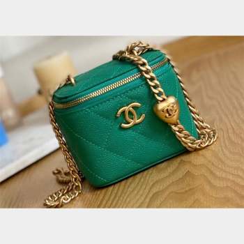 Chanel Mini Sweet Heart Vanity Case Bag 81246 in Grained Calfskin Green (yingfeng-23101118)