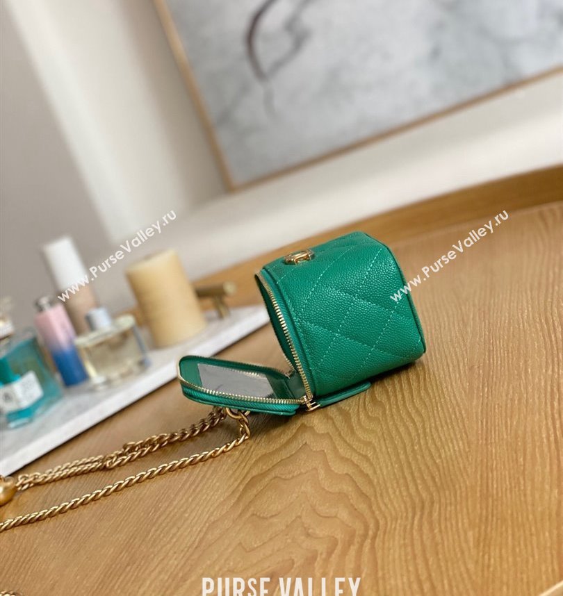 Chanel Mini Sweet Heart Vanity Case Bag 81246 in Grained Calfskin Green (yingfeng-23101118)