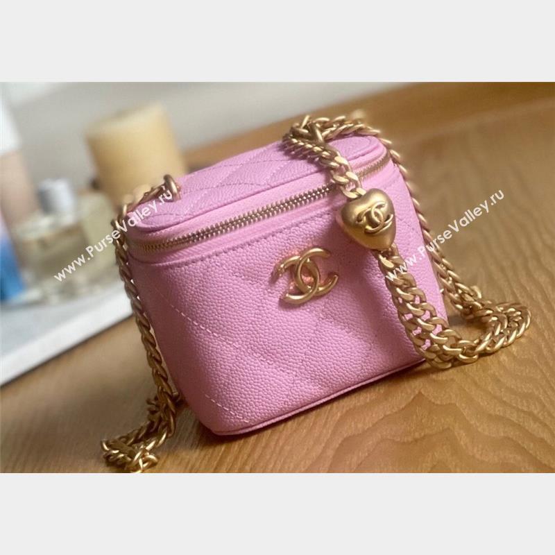 Chanel Mini Sweet Heart Vanity Case Bag 81246 in Grained Calfskin Pink (yingfeng-23101117)