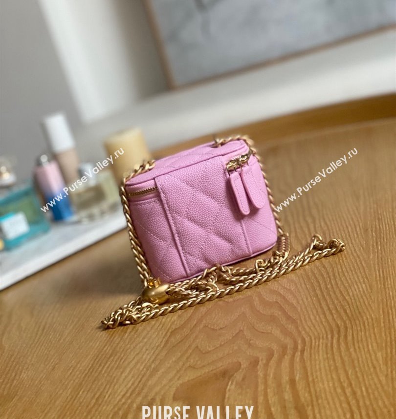 Chanel Mini Sweet Heart Vanity Case Bag 81246 in Grained Calfskin Pink (yingfeng-23101117)