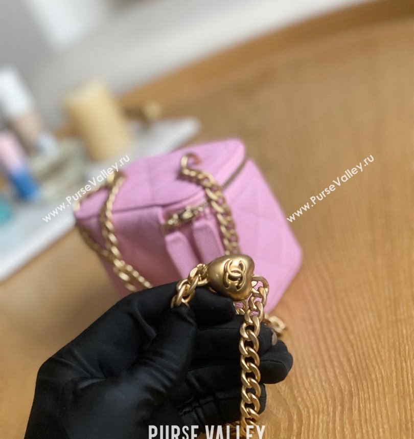 Chanel Mini Sweet Heart Vanity Case Bag 81246 in Grained Calfskin Pink (yingfeng-23101117)