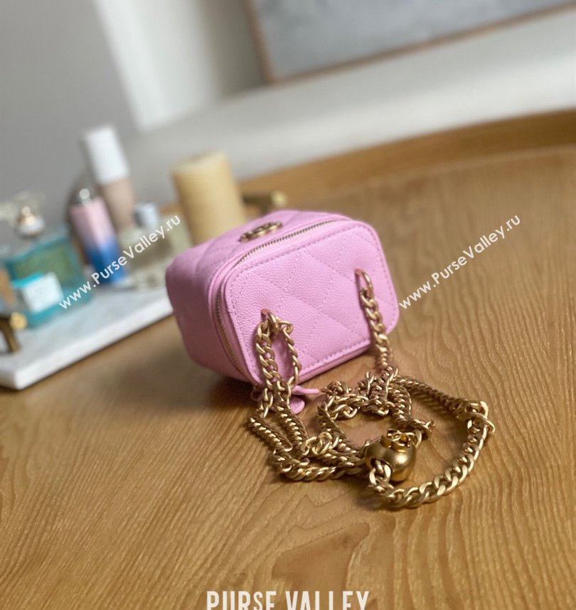Chanel Mini Sweet Heart Vanity Case Bag 81246 in Grained Calfskin Pink (yingfeng-23101117)