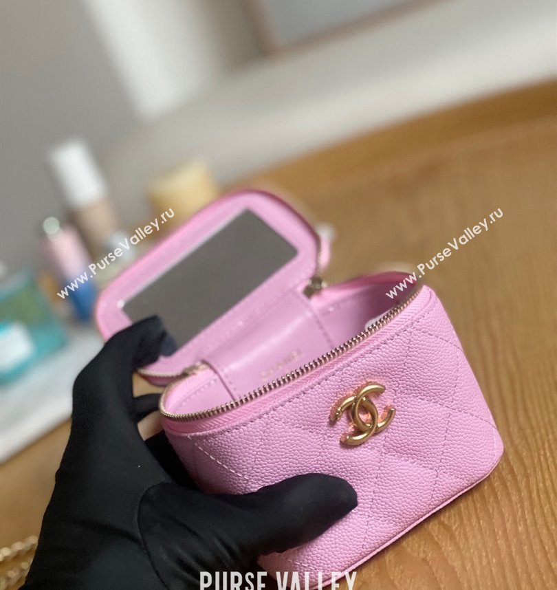 Chanel Mini Sweet Heart Vanity Case Bag 81246 in Grained Calfskin Pink (yingfeng-23101117)