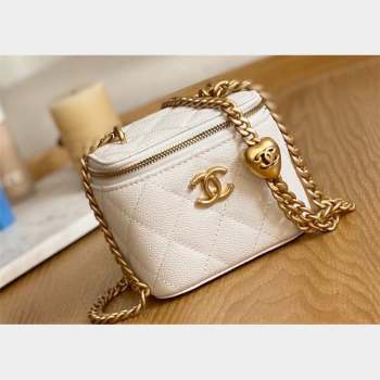 Chanel Mini Sweet Heart Vanity Case Bag 81246 in Grained Calfskin White (yingfeng-23101116)