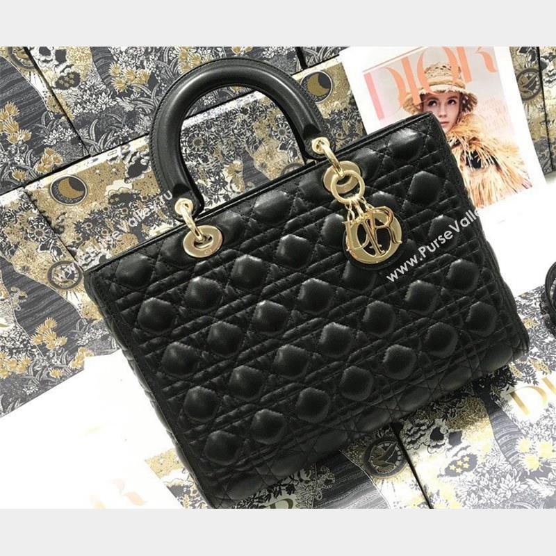Dior Large Lady Dior Bag in Cannage Lambskin Black (xinyidai-23101401)