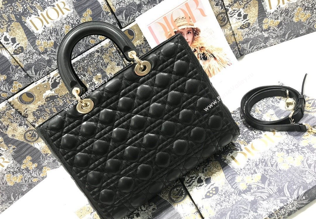 Dior Large Lady Dior Bag in Cannage Lambskin Black (xinyidai-23101401)