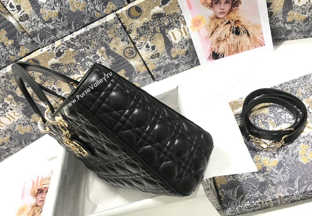 Dior Large Lady Dior Bag in Cannage Lambskin Black (xinyidai-23101401)
