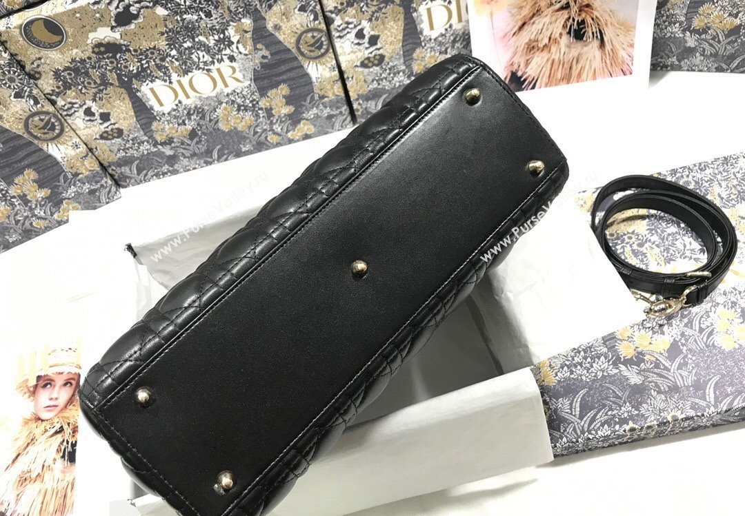 Dior Large Lady Dior Bag in Cannage Lambskin Black (xinyidai-23101401)