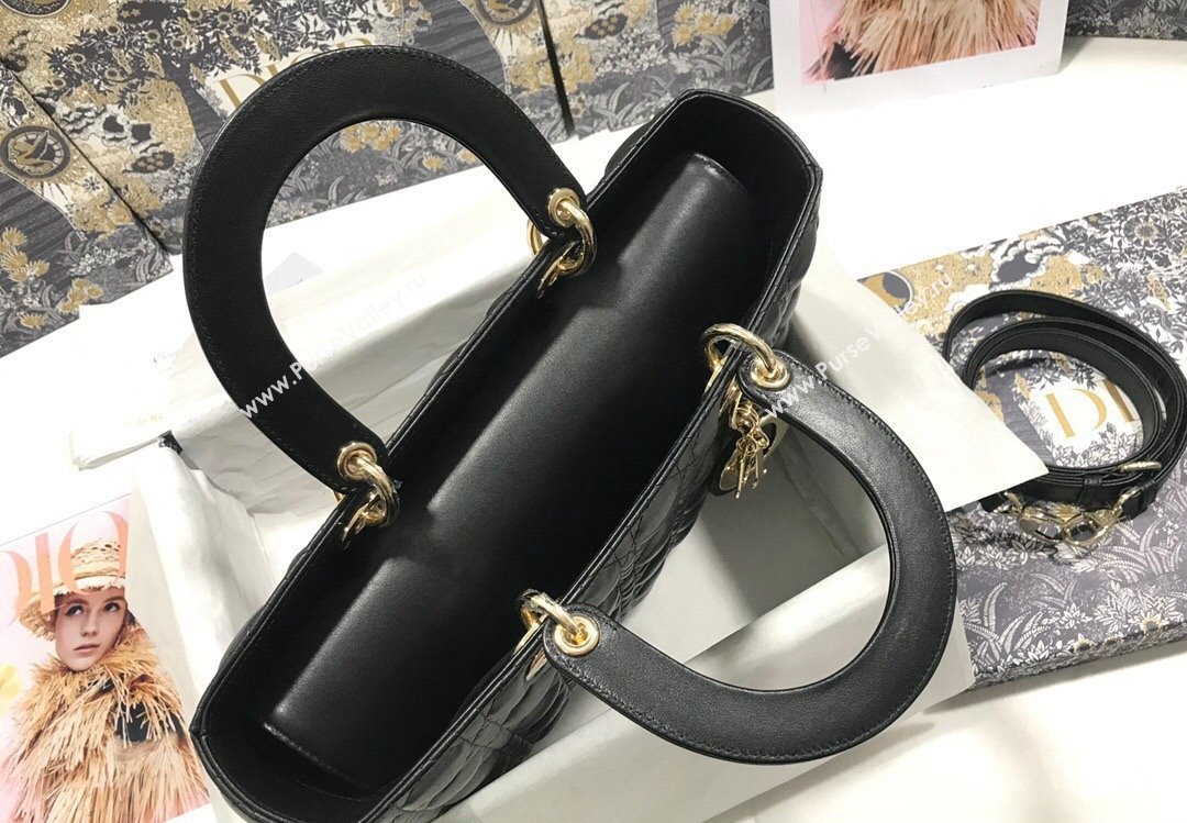 Dior Large Lady Dior Bag in Cannage Lambskin Black (xinyidai-23101401)