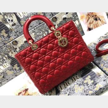 Dior Large Lady Dior Bag in Cannage Lambskin Red (xinyidai-23101402)