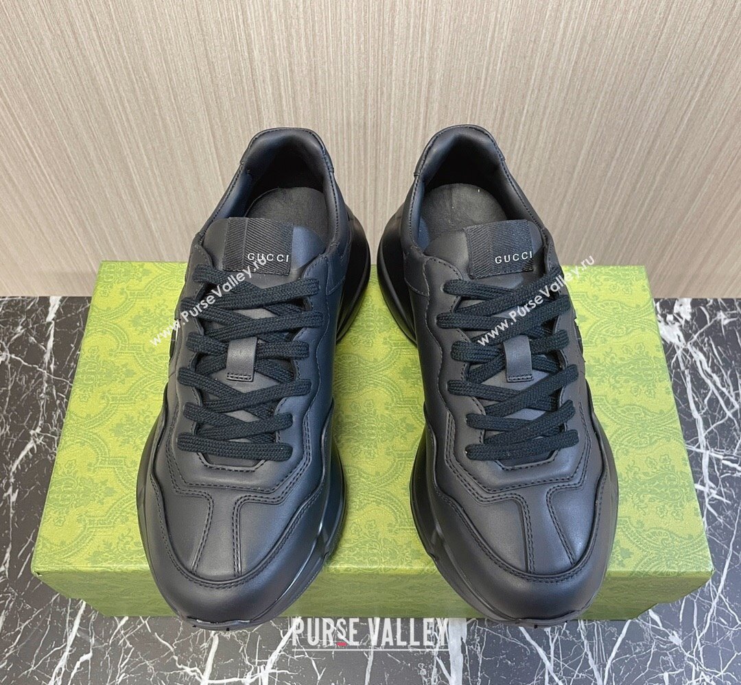 Gucci leather Rhyton Women/Men Sneakers with Contrasting Interlocking G cut-out Black/White 2023 (modeng-23111436)