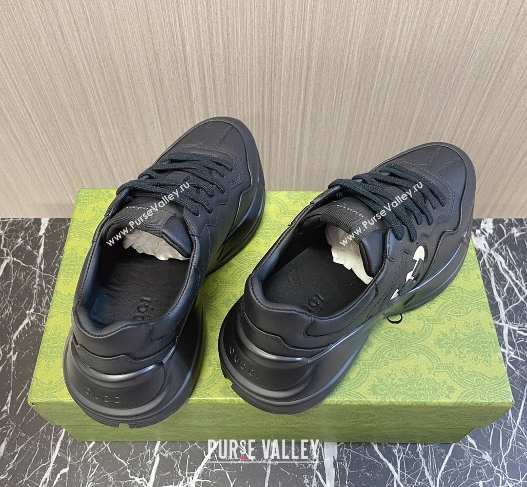 Gucci leather Rhyton Women/Men Sneakers with Contrasting Interlocking G cut-out Black/White 2023 (modeng-23111436)