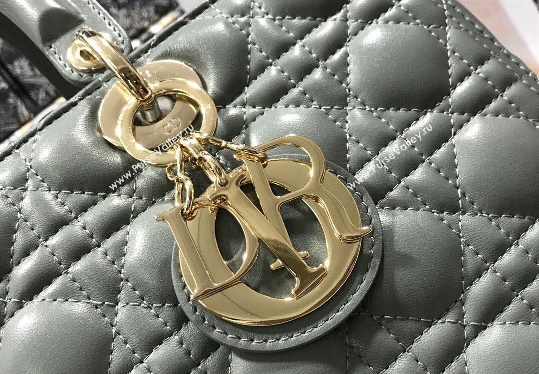 Dior Large Lady Dior Bag in Cannage Lambskin Gray (xinyidai-23101403)
