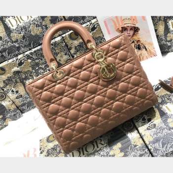 Dior Large Lady Dior Bag in Cannage Lambskin Nude (xinyidai-23101404)