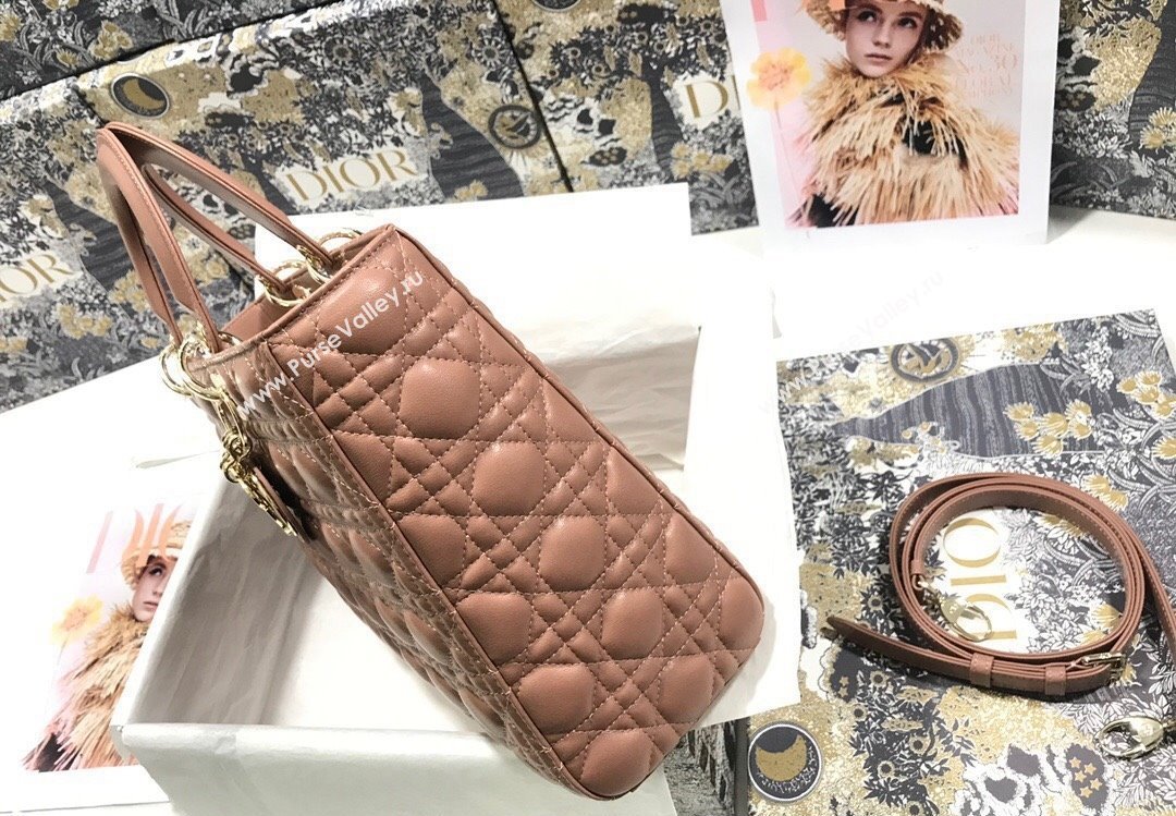 Dior Large Lady Dior Bag in Cannage Lambskin Nude (xinyidai-23101404)