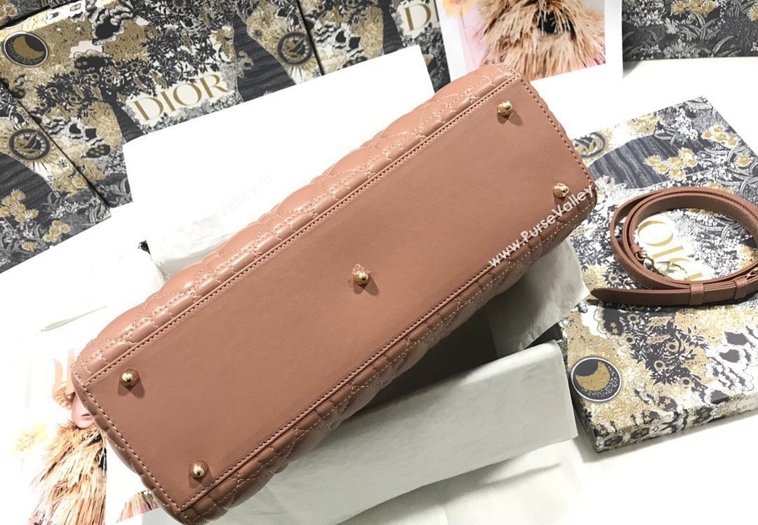 Dior Large Lady Dior Bag in Cannage Lambskin Nude (xinyidai-23101404)