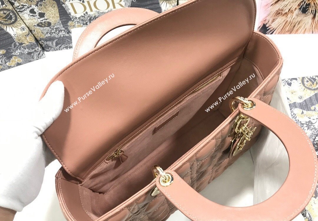 Dior Large Lady Dior Bag in Cannage Lambskin Nude (xinyidai-23101404)
