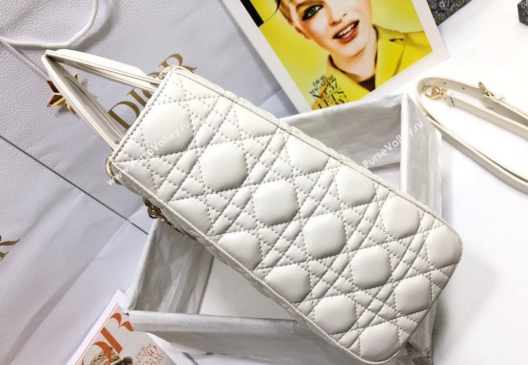 Dior Large Lady Dior Bag in Cannage Lambskin White (xinyidai-23101405)