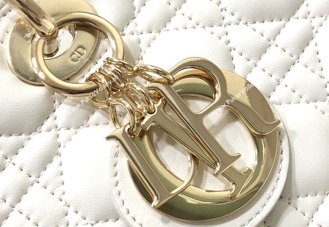 Dior Large Lady Dior Bag in Cannage Lambskin White (xinyidai-23101405)