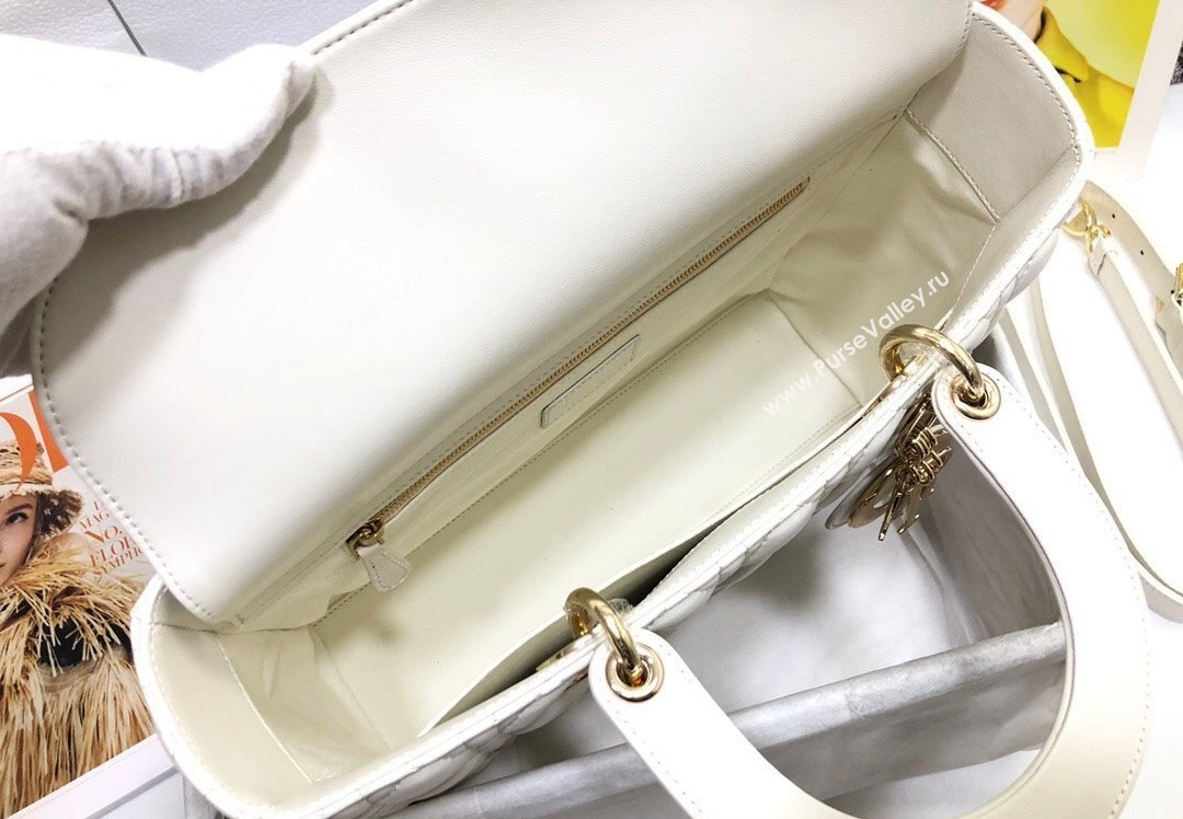 Dior Large Lady Dior Bag in Cannage Lambskin White (xinyidai-23101405)