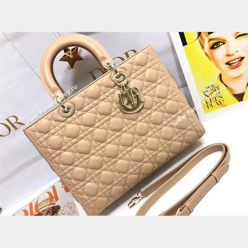 Dior Large Lady Dior Bag in Cannage Lambskin Beige (xinyidai-23101406)