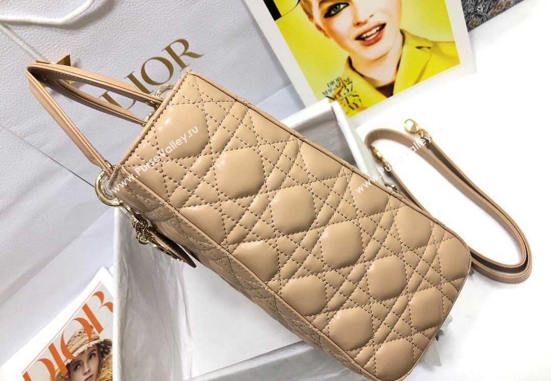 Dior Large Lady Dior Bag in Cannage Lambskin Beige (xinyidai-23101406)
