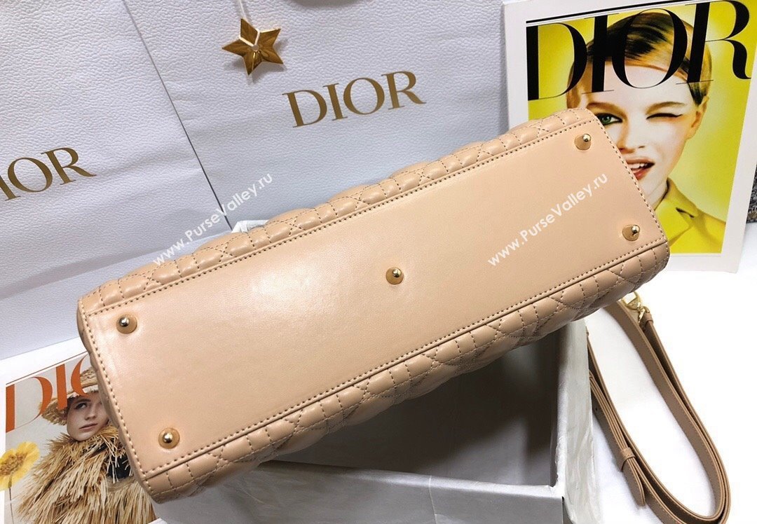 Dior Large Lady Dior Bag in Cannage Lambskin Beige (xinyidai-23101406)