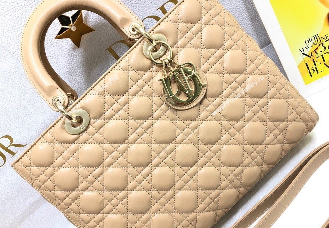 Dior Large Lady Dior Bag in Cannage Lambskin Beige (xinyidai-23101406)