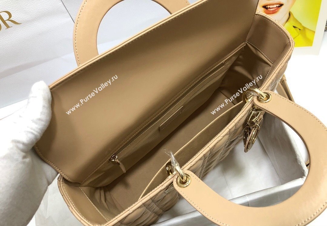 Dior Large Lady Dior Bag in Cannage Lambskin Beige (xinyidai-23101406)