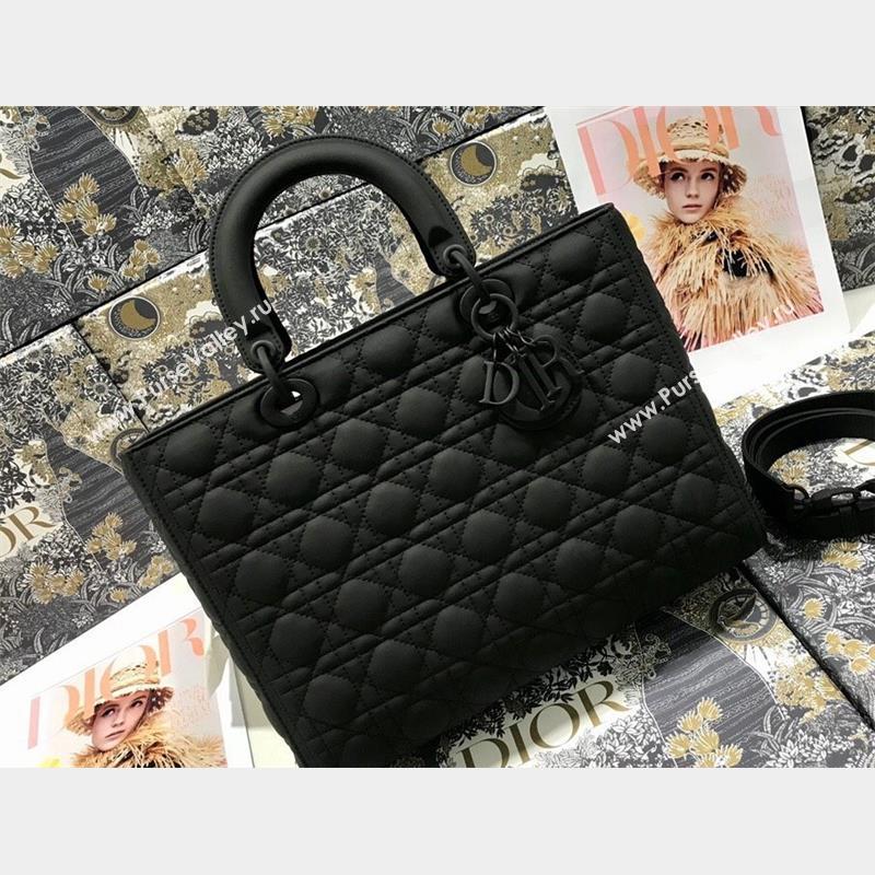 Dior Large Lady Dior Bag in Black Ultramatte Cannage Calfskin (xinyidai-23101409)