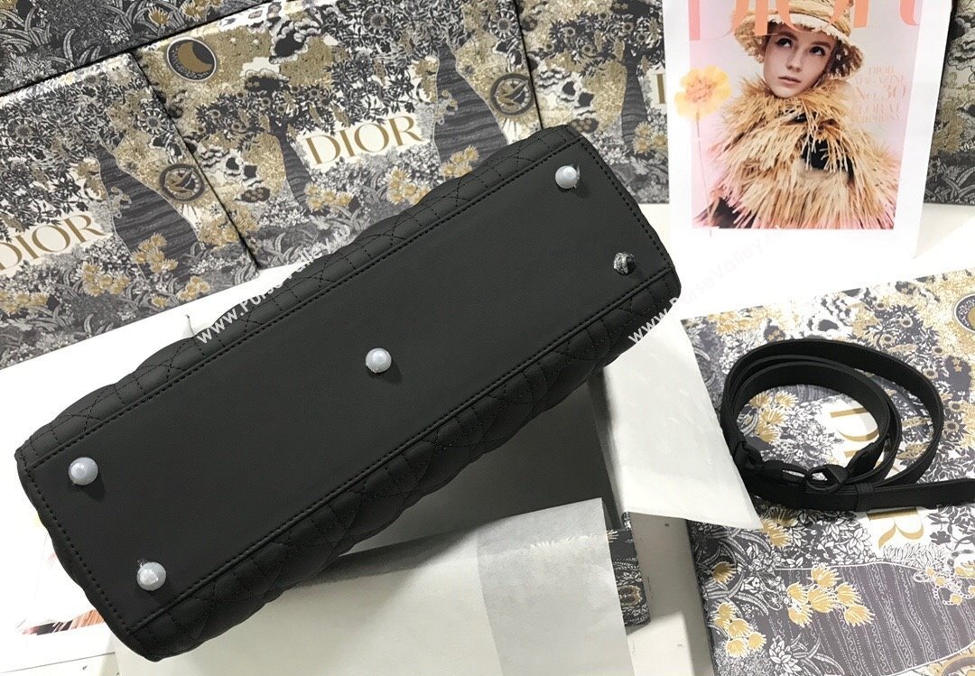 Dior Large Lady Dior Bag in Black Ultramatte Cannage Calfskin (xinyidai-23101409)