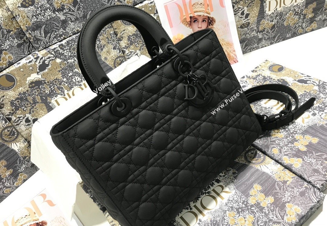 Dior Large Lady Dior Bag in Black Ultramatte Cannage Calfskin (xinyidai-23101409)