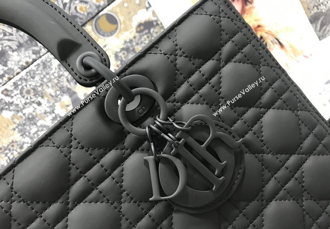 Dior Large Lady Dior Bag in Black Ultramatte Cannage Calfskin (xinyidai-23101409)