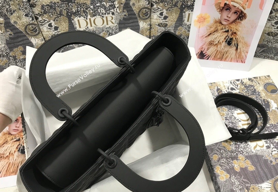 Dior Large Lady Dior Bag in Black Ultramatte Cannage Calfskin (xinyidai-23101409)
