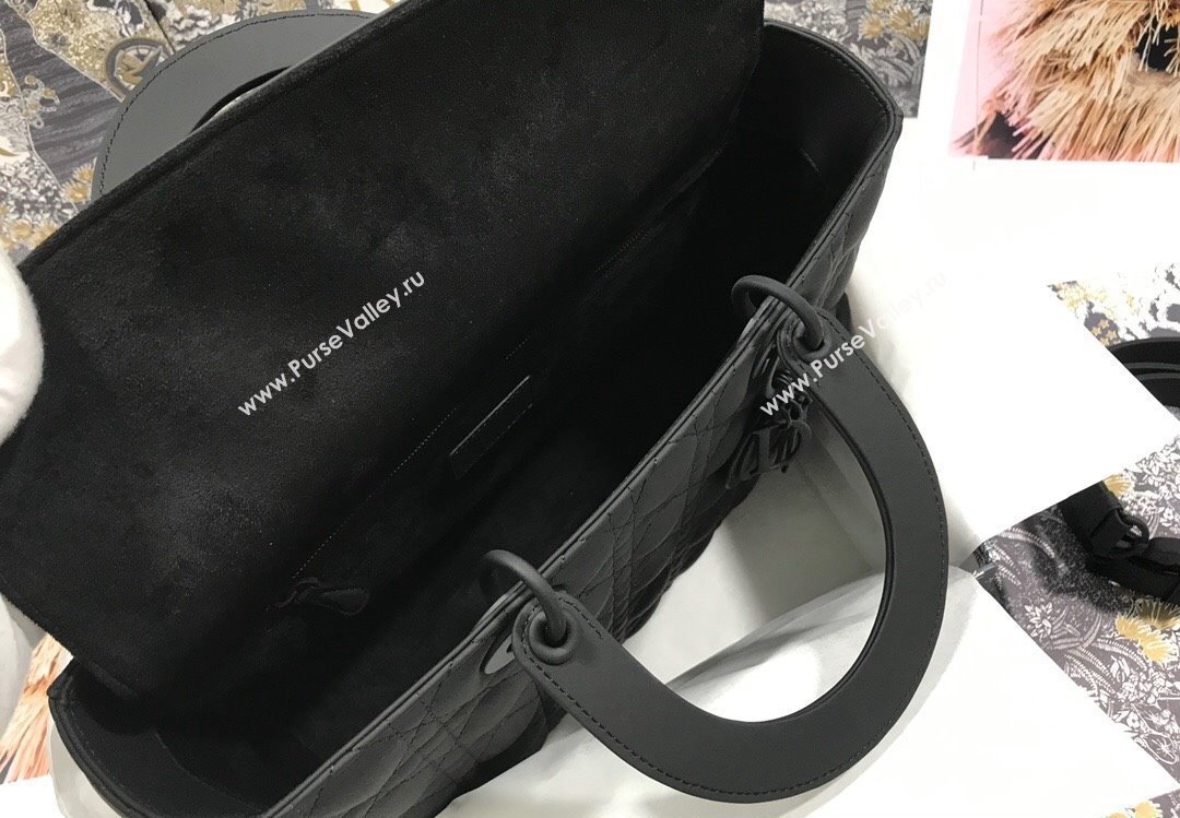 Dior Large Lady Dior Bag in Black Ultramatte Cannage Calfskin (xinyidai-23101409)