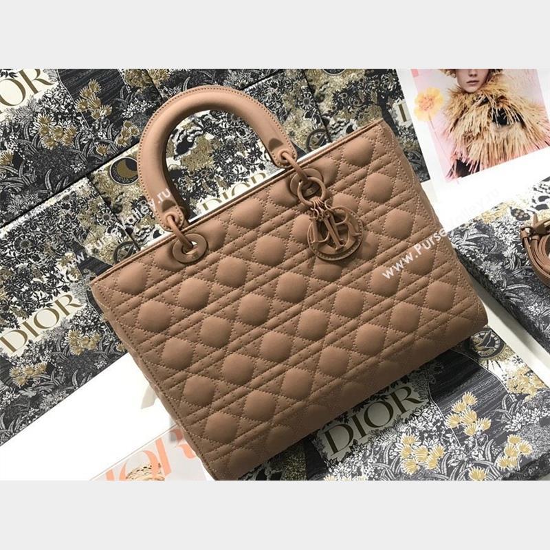 Dior Large Lady Dior Bag in Nude Ultramatte Cannage Calfskin (xinyidai-23101410)