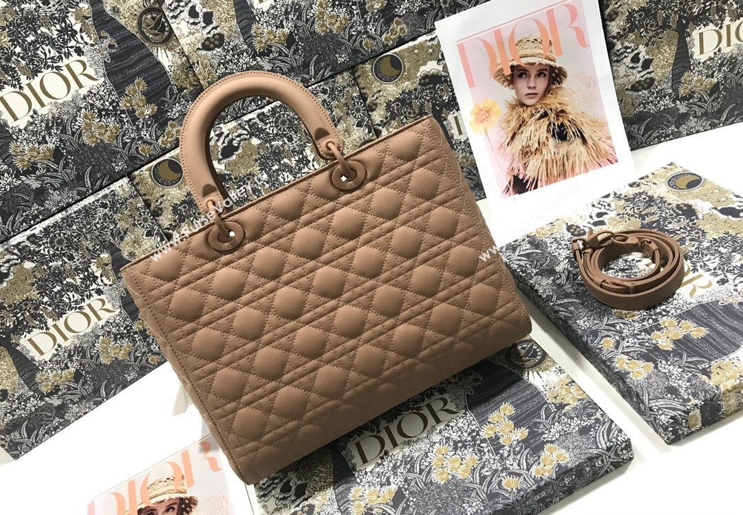 Dior Large Lady Dior Bag in Nude Ultramatte Cannage Calfskin (xinyidai-23101410)