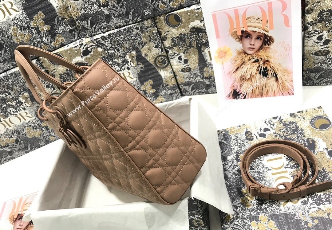 Dior Large Lady Dior Bag in Nude Ultramatte Cannage Calfskin (xinyidai-23101410)