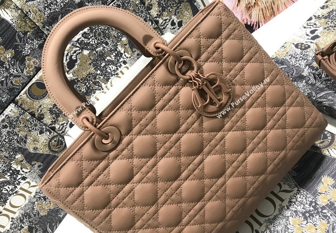 Dior Large Lady Dior Bag in Nude Ultramatte Cannage Calfskin (xinyidai-23101410)