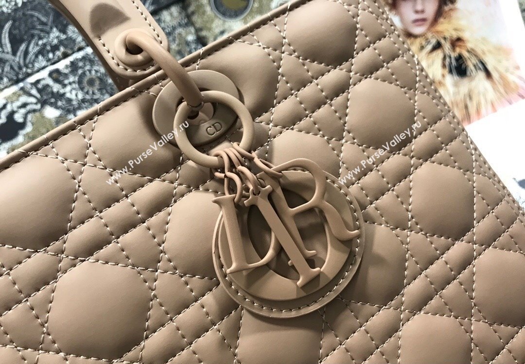 Dior Large Lady Dior Bag in Nude Ultramatte Cannage Calfskin (xinyidai-23101410)