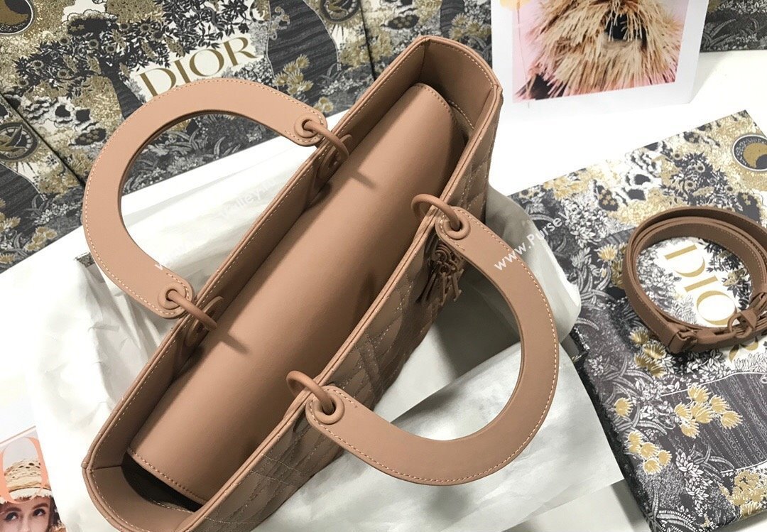 Dior Large Lady Dior Bag in Nude Ultramatte Cannage Calfskin (xinyidai-23101410)